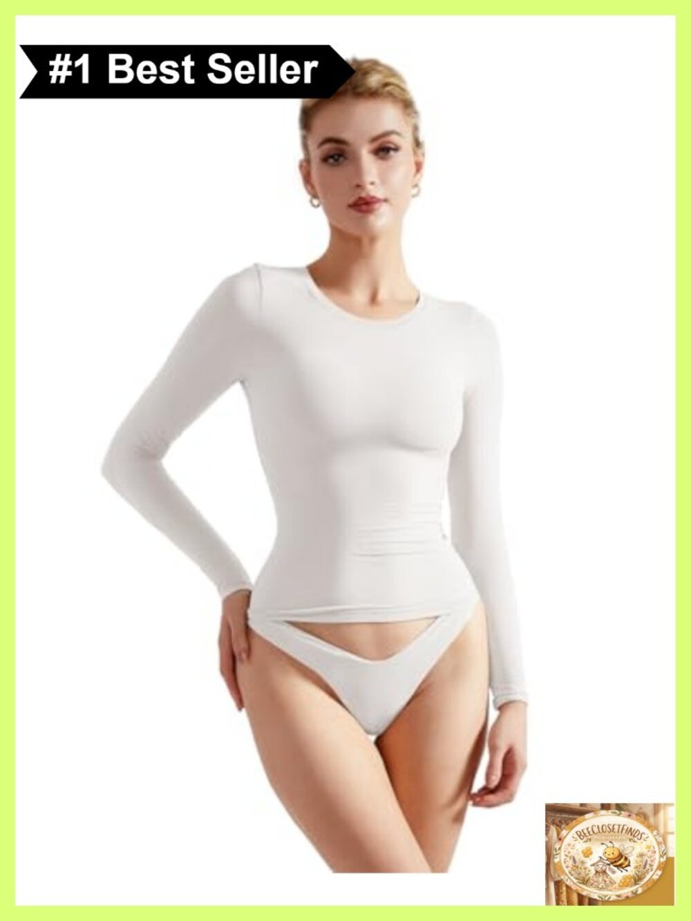 Double Lined Fitted Long Sleeve Crew Neck Crop Top T-Shirt